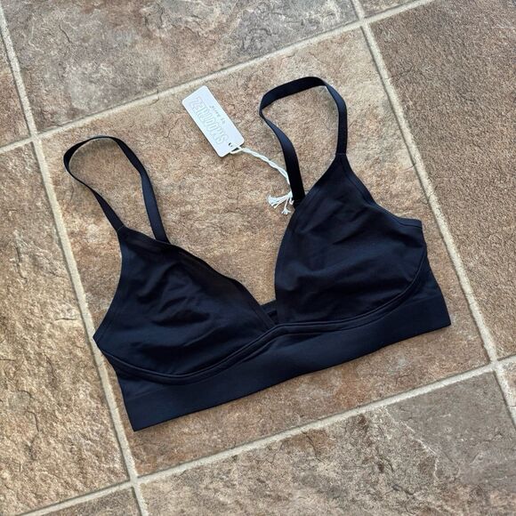Aerie SMOOTHEZ Mesh Bralette True Black Size Small - Picture 2 of 7